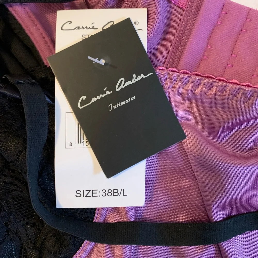 Carrie Amber Purple Long Lace Cami Bustier Top 38B